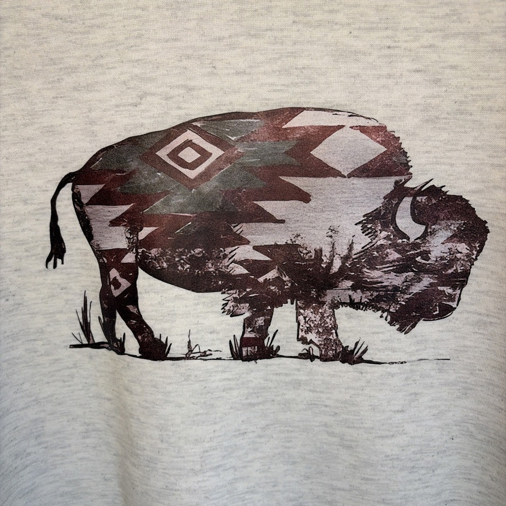 Oversized Grannycore Wild Buffalo Country Western Cowgirl Crew Sweatshirt XXL - Picture 2 of 6